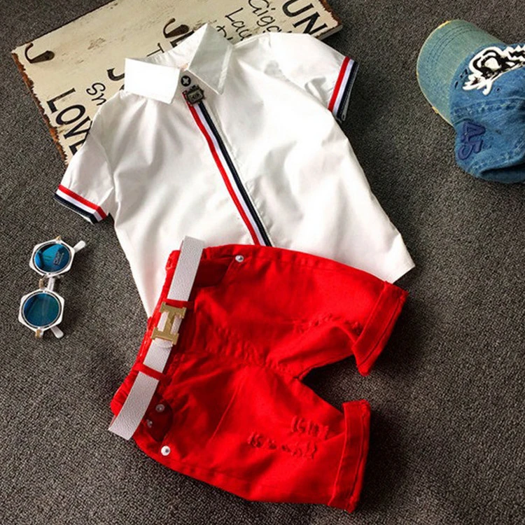 Boys Clothing Sets Summer Casual Kids White Shirt + Red Shorts Baby Boy Suit Set 2pcs Outfit Clothes with Belt, One color
Boys Clothing Sets Summer Casual Kids White Shirt + Red Shorts Baby Boy Suit Set 2pcs Outfit Clothes with Belt, One color