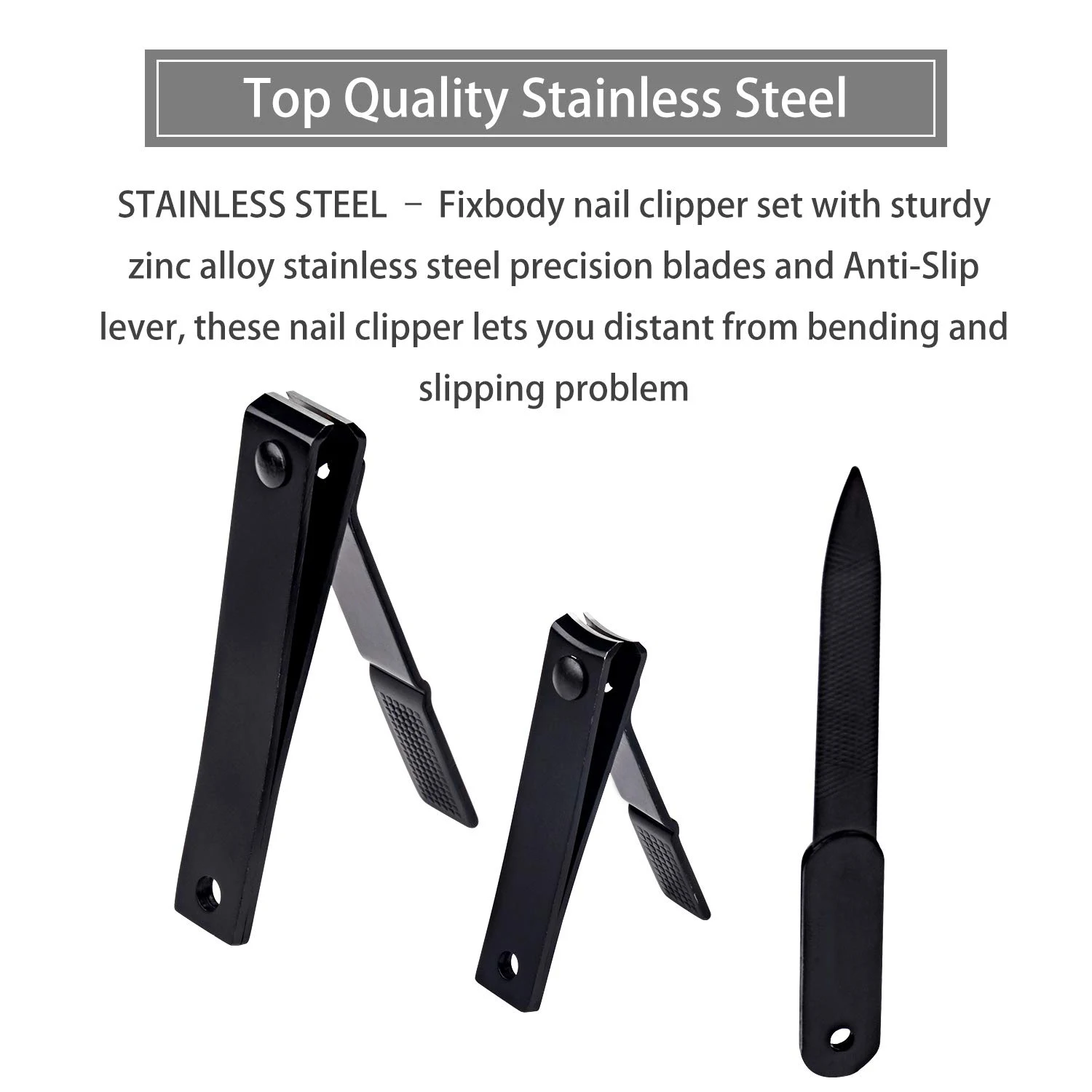 3 Pcs/set Black Stainless Steel Fingernails & Toenails Clippers & Nail File Sharp Nail Cutter Nail Clipper Set.jpg