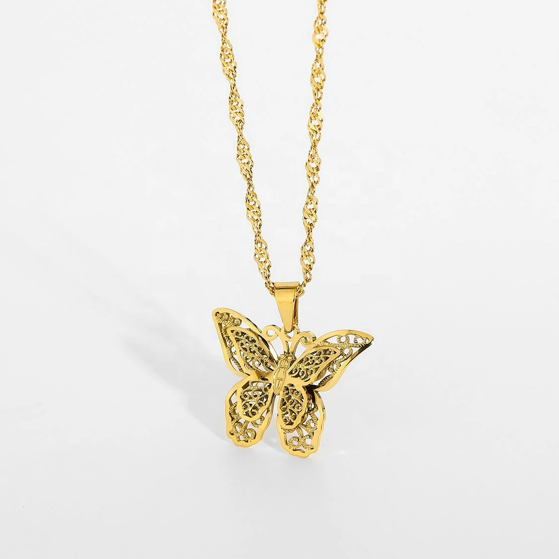 Hip-Hop Titanium Steel Double Layer Butterfly Pendant Choker Necklace 18K Gold Plating 316l stainless steel Necklace Women
Hip-Hop Titanium Steel Double Layer Butterfly Pendant Choker Necklace 18K Gold Plating 316l stainless steel Necklace Women