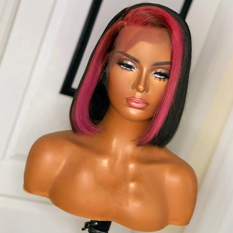 Pink and Black Highlight Colored Wigs Short BOB Straight Virgin Hair Wigs 13*4 Lace Front Wig for Black Women
Pink and Black Highlight Colored Wigs Short BOB Straight Virgin Hair Wigs 13*4 Lace Front Wig for Black Women