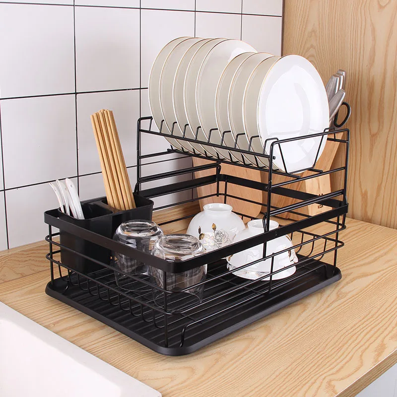Dish Drying Rack, Dish Drainer for Kitchen Dish Rack and Drainboard Set with Removable Utensil Holder, Countertop Dry Rack, Black powder coated
Dish Drying Rack, Dish Drainer for Kitchen Dish Rack and Drainboard Set with Removable Utensil Holder, Countertop Dry Rack, Black powder coated