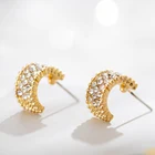14K gold minimal gold plated hoop stud Zircon earrings