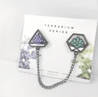 Silver Plating Wholesale Bulk Silver Plating Metal Lapel Brooch Badge Transparent Enamel Pin Set With Chain Custom