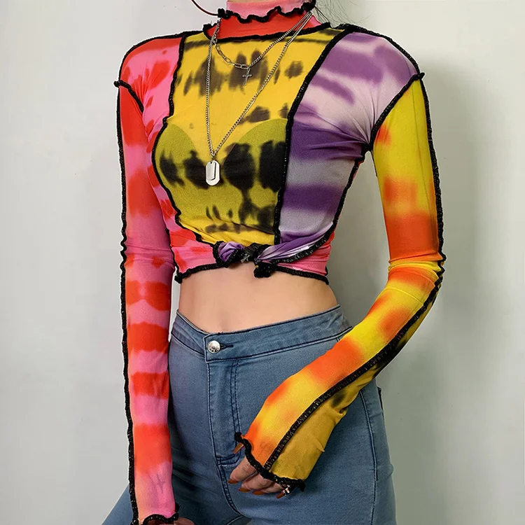 Ladies Fashion New Women contrast mesh t-shirt women fashion long sleeve t shirt, Color matching
Ladies Fashion New Women contrast mesh t-shirt women fashion long sleeve t shirt, Color matching