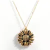 Bohemia Sunflower Double-layer Metal Pendant Necklace For Women Round Open Long Chain Necklace Party Wedding Jewelry