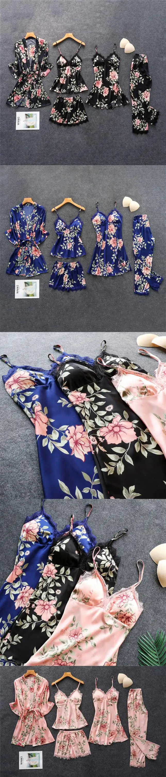 Wedding Bridal Robe Nighty For Honeymoon Loungewear Satin Bridesmaid Floral Robe