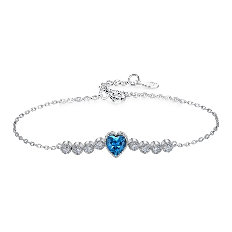 RINNTIN SWB09 Trendy Blue Heart Crystal Jewelry 925 Sterling Silver Adjustable Chain Link Bracelets Women
RINNTIN SWB09 Trendy Blue Heart Crystal Jewelry 925 Sterling Silver Adjustable Chain Link Bracelets Women