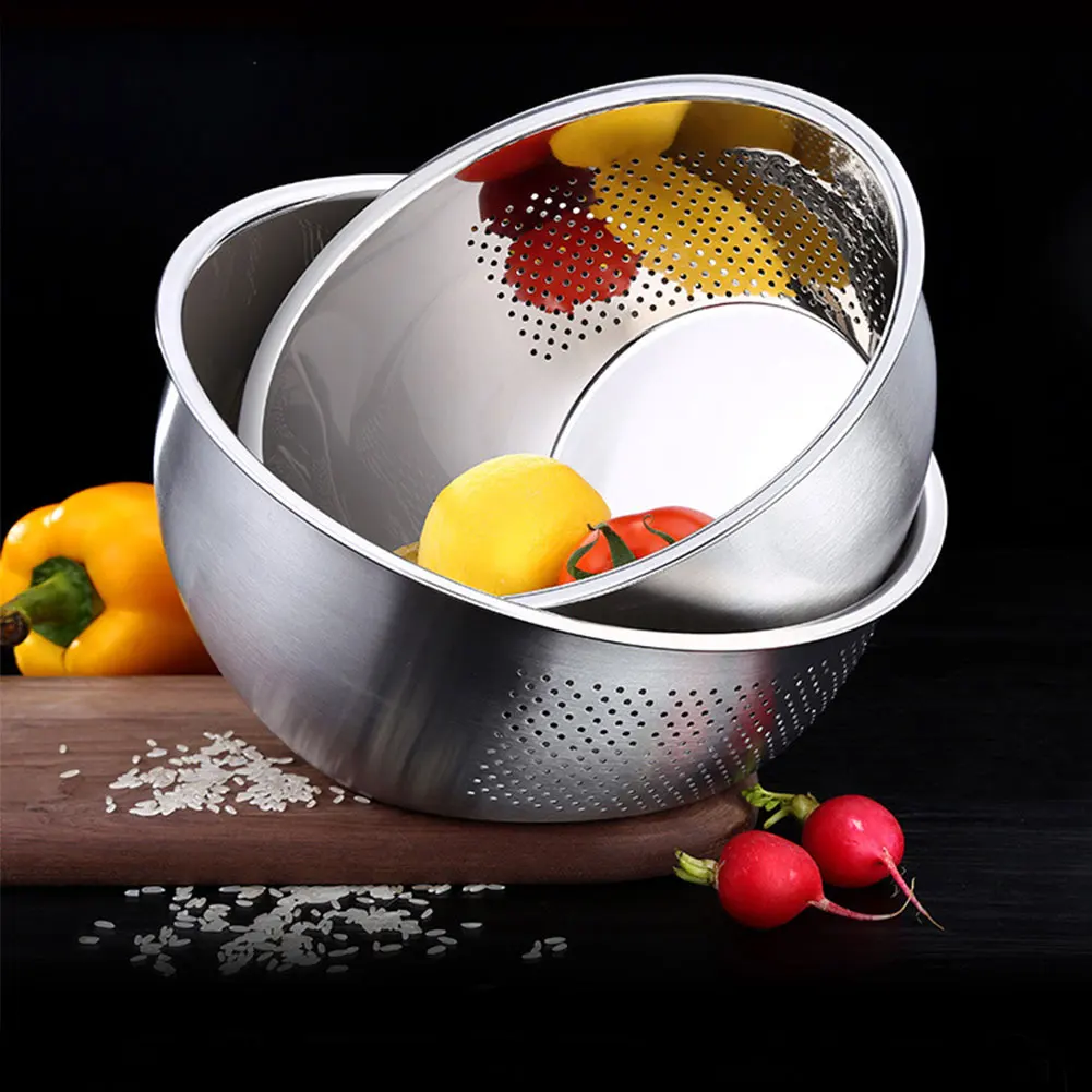 Stainless Steel Rice Strainer Rice Sieve Kitchen Rice Washing Basin