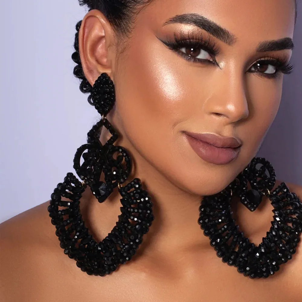 Wholesale Fashion Exaggerated Geometric Super Large Rhinestone Black Diamond Drop Earrings For Women
Wholesale Fashion Exaggerated Geometric Super Large Rhinestone Black Diamond Drop Earrings For Women
