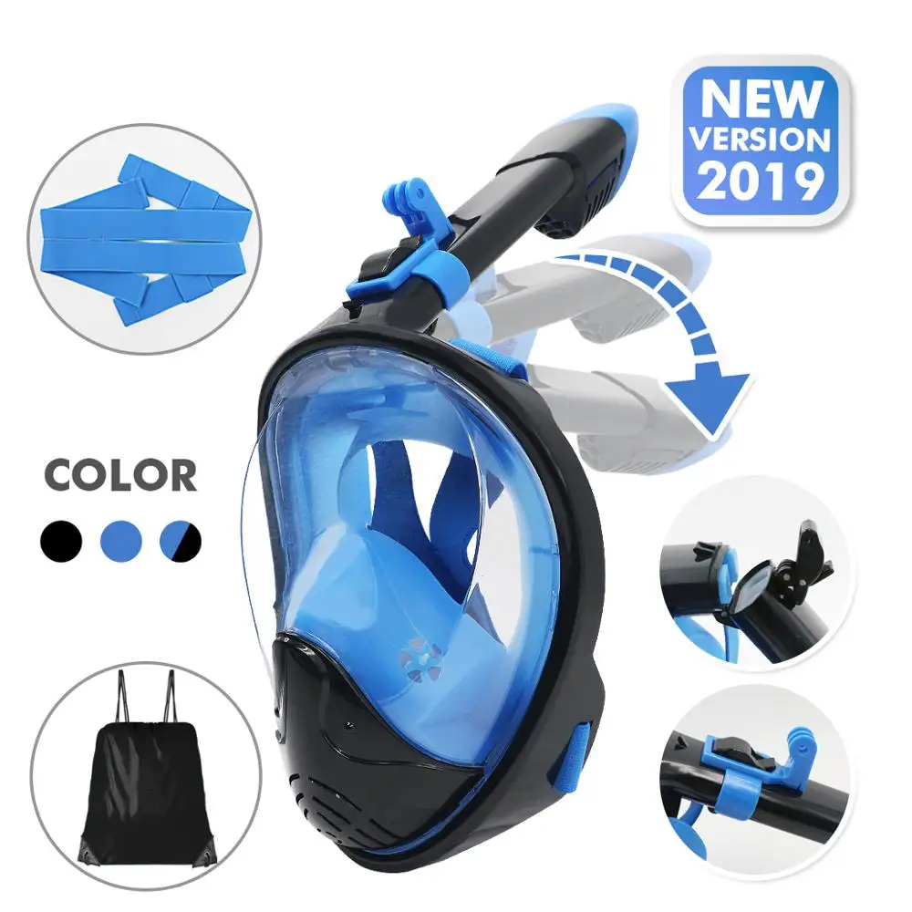 Anti-Fog Full Face Snorkeling Mask Adult Snorkel Mask 180 Degree View Kids Diving Mask, Black/black-blue/white-blue
Anti-Fog Full Face Snorkeling Mask Adult Snorkel Mask 180 Degree View Kids Diving Mask, Black/black-blue/white-blue