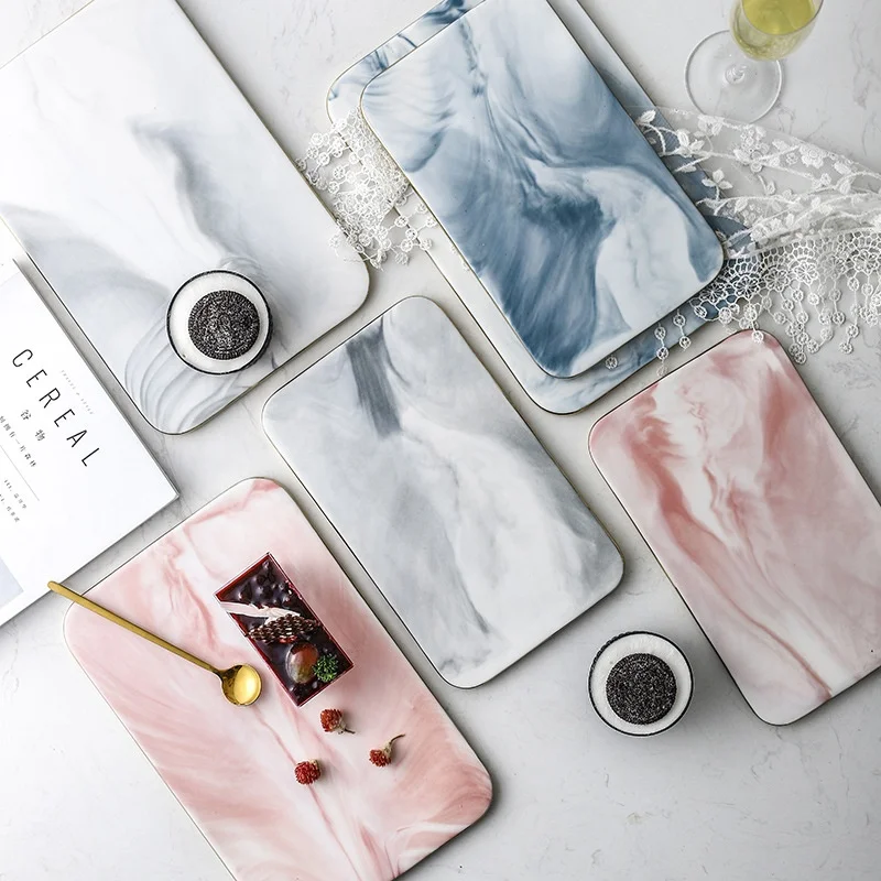 Nordic minimalist marbled ceramic tray rectangular plate chopping board cake sushi plate western bread flat plate
Nordic minimalist marbled ceramic tray rectangular plate chopping board cake sushi plate western bread flat plate