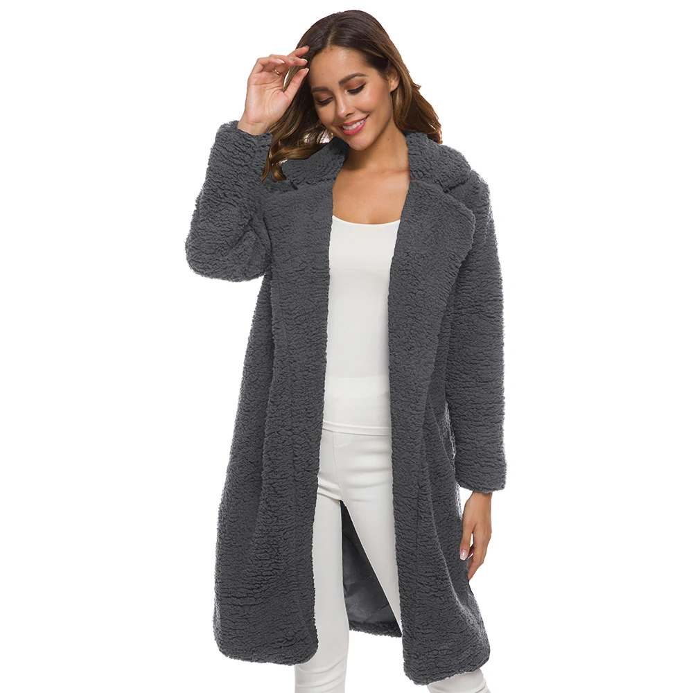 Fashion Solid Color Women's Lamb Wool Winter Medium Long Coat Long Sleeve Loose Lapel Coat, As show
Fashion Solid Color Women's Lamb Wool Winter Medium Long Coat Long Sleeve Loose Lapel Coat, As show