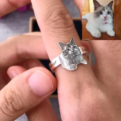 DIY stainless steel custom cat and dog photo open ring custom animal profile gift for men and women, Gold
DIY stainless steel custom cat and dog photo open ring custom animal profile gift for men and women, Gold