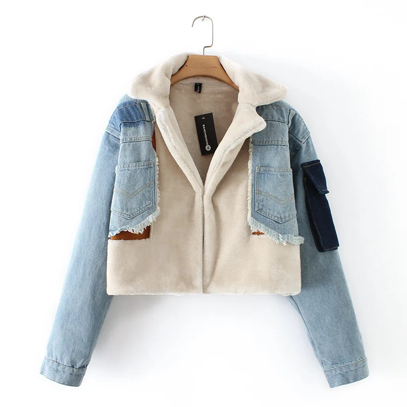 factory 2020 winter coat lamb hair inner deerskin jean patchwork coat denim jacket for woman
factory 2020 winter coat lamb hair inner deerskin jean patchwork coat denim jacket for woman