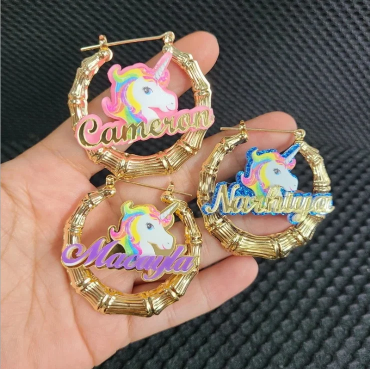 Custom 18K gold plated bamboo kids colorful unicorn hoop earrings necklace set girls women jewelry
Custom 18K gold plated bamboo kids colorful unicorn hoop earrings necklace set girls women jewelry