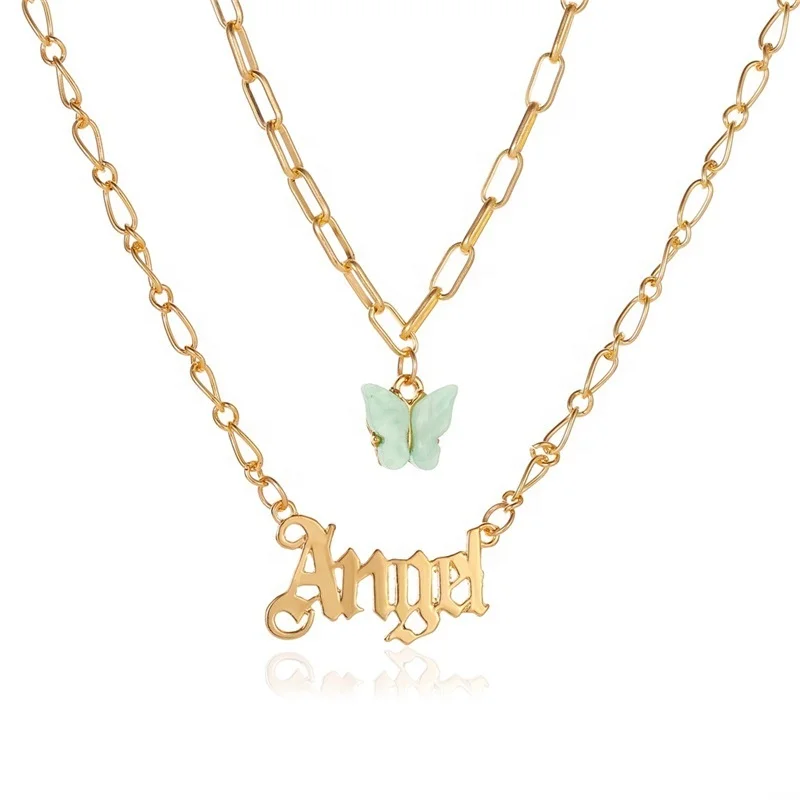 Fashion english letters angel Lover necklace double thick chain chunky necklace acrylic butterfly letter necklace for women gift
Fashion english letters angel Lover necklace double thick chain chunky necklace acrylic butterfly letter necklace for women gift