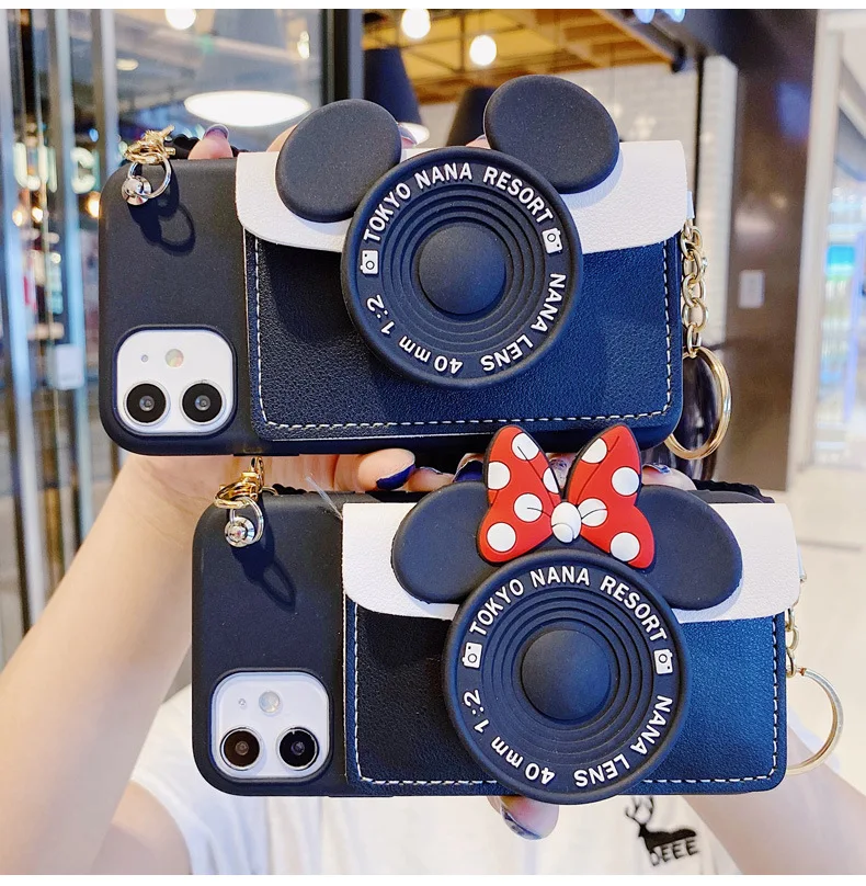 Wallet Camera Anime strap necklace Minnie Stand Mickey Phone Case For iPhone 12promax 12 Mini 11 XS X Cover, Colorful
Wallet Camera Anime strap necklace Minnie Stand Mickey Phone Case For iPhone 12promax 12 Mini 11 XS X Cover, Colorful
