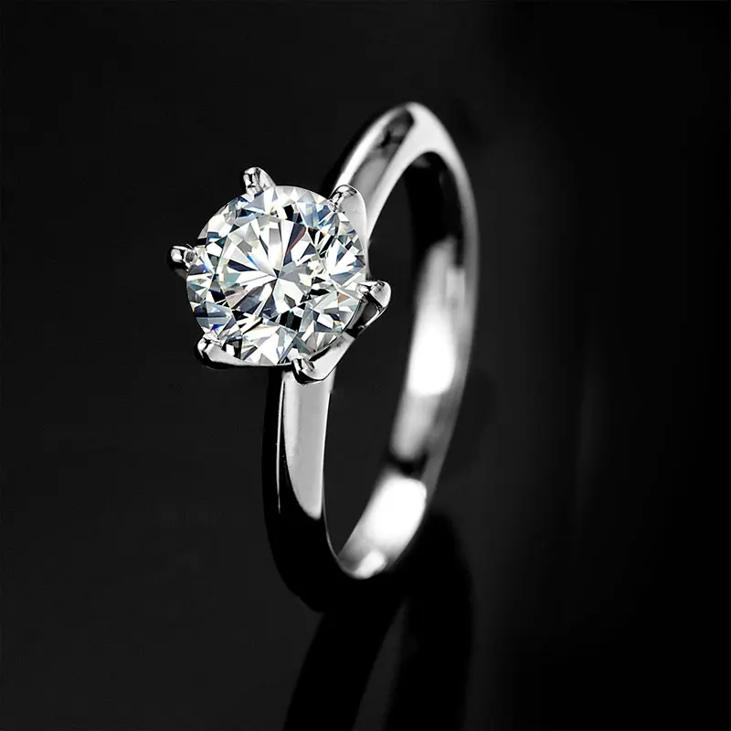 Classic 1 Carat DEF Color Moissanite Ring Price 18K White Gold Ring For Woman