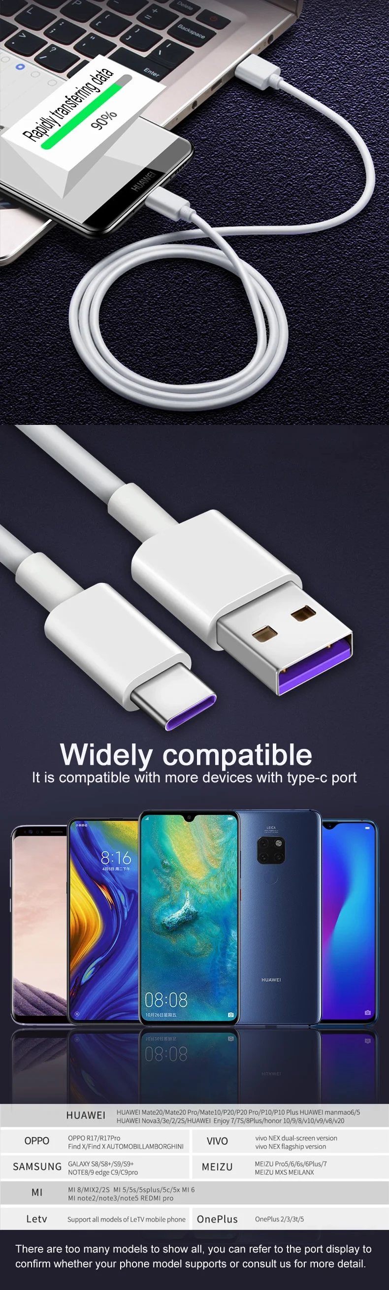 Factory Wholesale Super speed 5A USB-3.1 Type c Cable Usb Cables 3.0 Fast Chargers For Huawei For Android Mobile Phones - ANKUX.COM