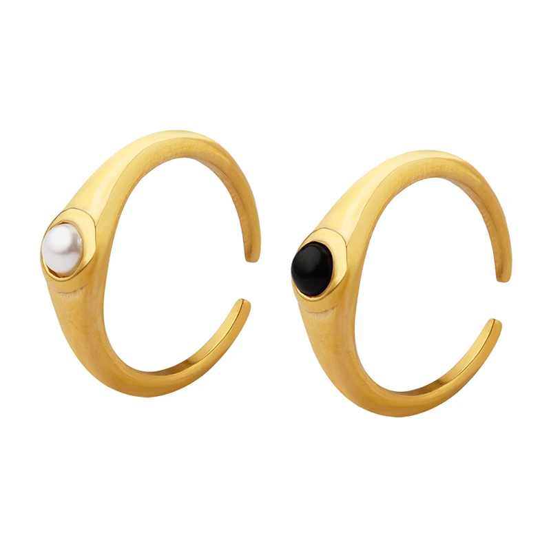 Professional design fashion ring with black and white glass ball stainless steel and 18K gold plated rings
Professional design fashion ring with black and white glass ball stainless steel and 18K gold plated rings