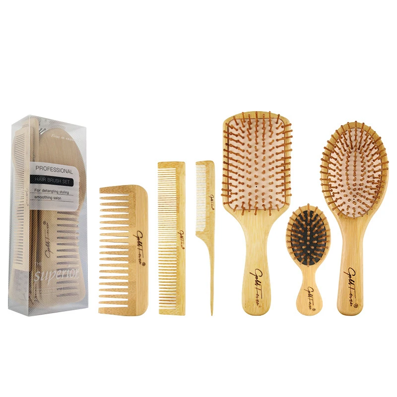 Eco-friendly bamboo massage hairdressing brushes and combs family set, Natural color
Eco-friendly bamboo massage hairdressing brushes and combs family set, Natural color