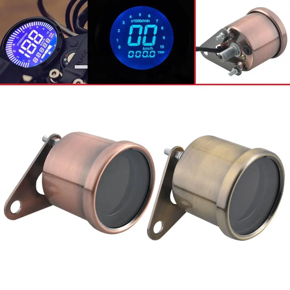 12V Backlight LCD Digital Motorcycle Speedometer Tachometer Odometer Oil Level Gauge Motorcycle Accessories Instruments New
