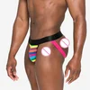 Custom cotton materials Pride Rainbow Stripes Jock g string thong sexy men gay jockstrap underwear