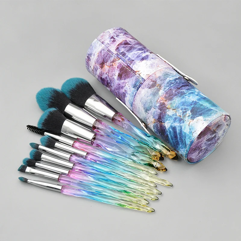 10pcs rainbow blue gradient diamond makeup brush set clear crystal synthetic hair spoolie brushes with cool sky holder, Colorful options
10pcs rainbow blue gradient diamond makeup brush set clear crystal synthetic hair spoolie brushes with cool sky holder, Colorful options