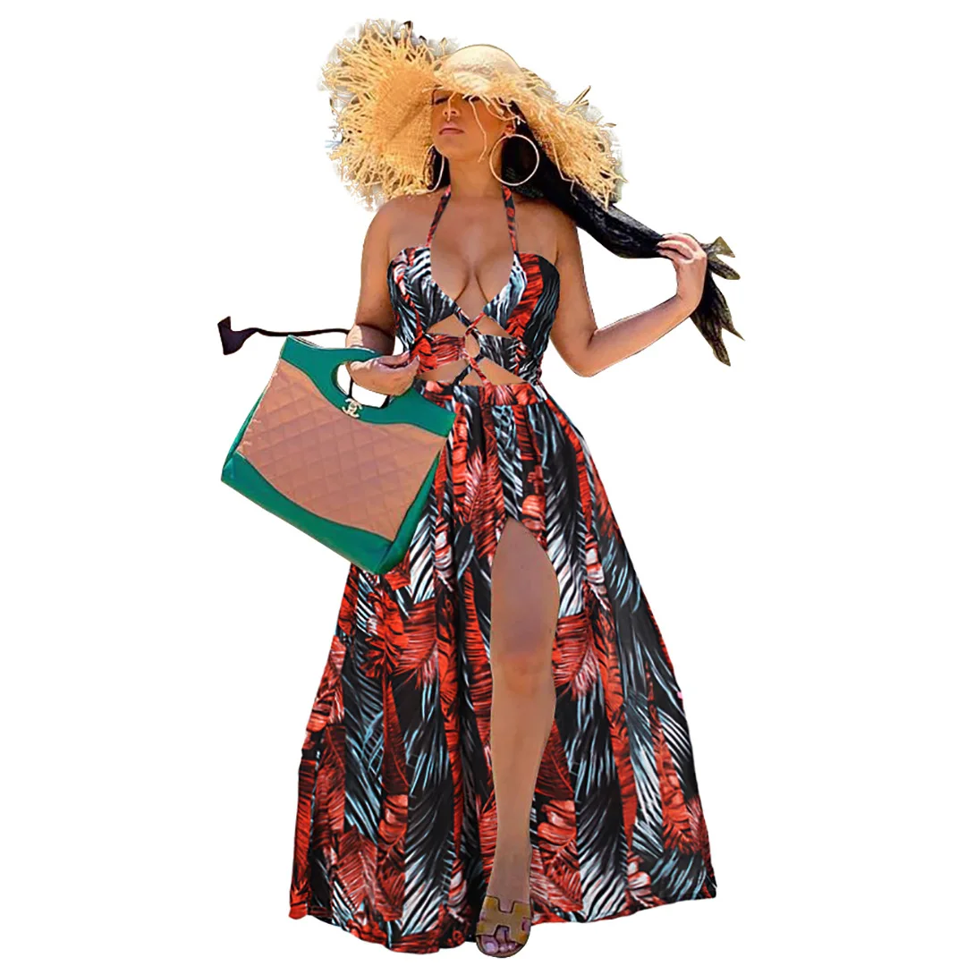 Trending casual dresses maxi sexy digital printing halter bodycon top women beach dress, Green/blue/red
Trending casual dresses maxi sexy digital printing halter bodycon top women beach dress, Green/blue/red