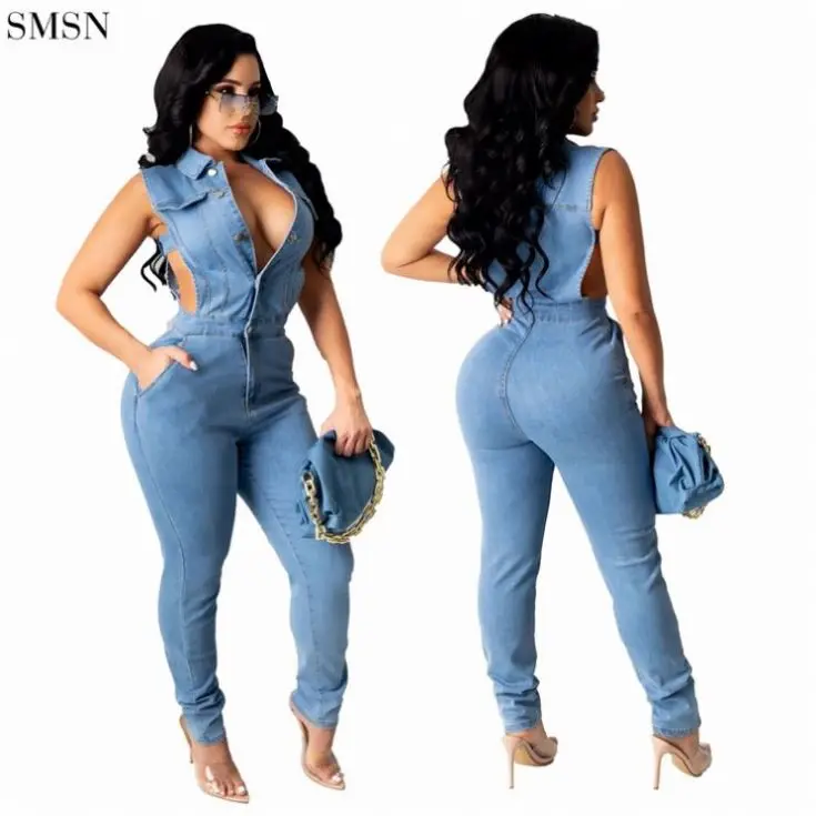 TINA Hot Selling Blue Button Sleeveless Ladies Denim Jumpsuits Casual Bodycon Jumpsuits
TINA Hot Selling Blue Button Sleeveless Ladies Denim Jumpsuits Casual Bodycon Jumpsuits