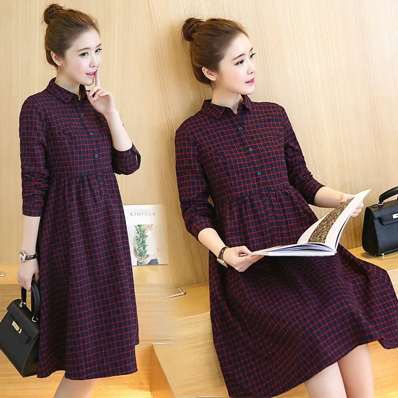 Maternity dress literary plaid loose maternity dress high waist mid-length maternity dress
Maternity dress literary plaid loose maternity dress high waist mid-length maternity dress