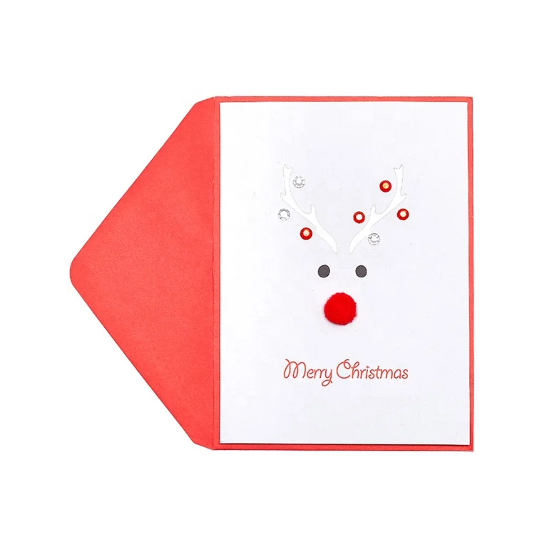 Пользовательские ручной работы серебряная фольга, милый олень рождественские открытки
