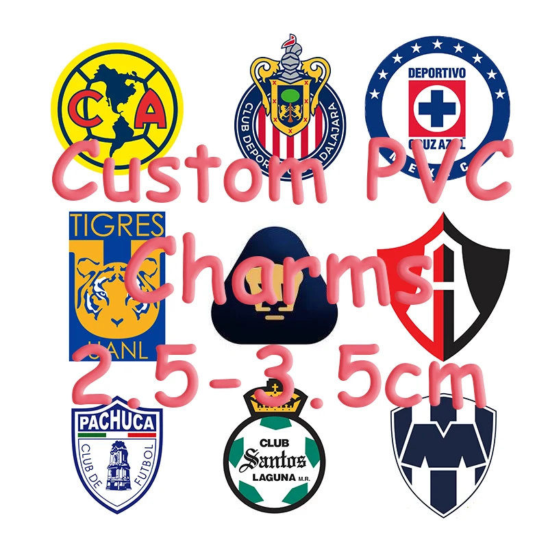 

2.5-3.4 custom football team croc PVC shoe lace decoration charms custom wholesale vendor 2021 via DHL Fedex
