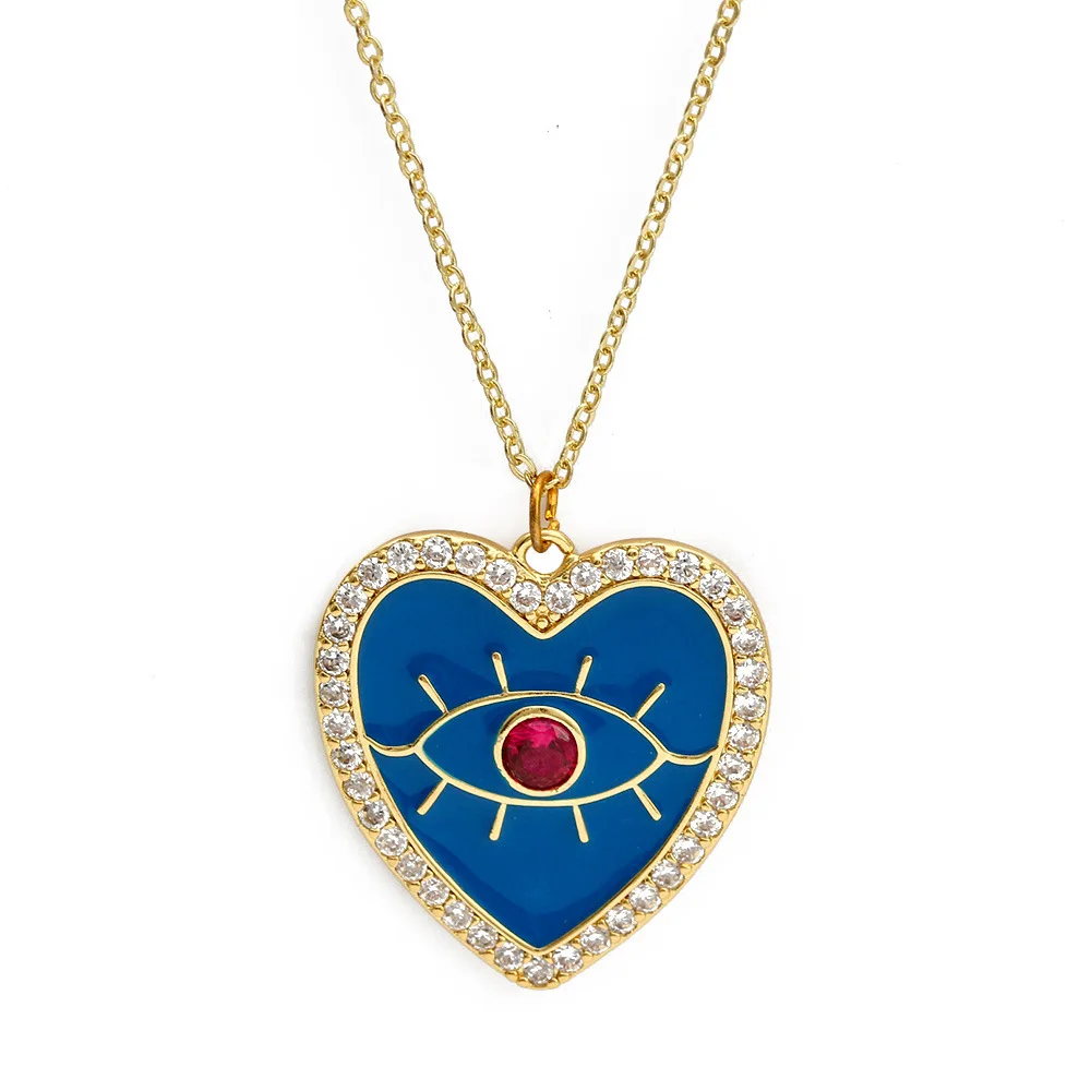 2022 Newest 18k Gold Filled Turkish Blue Eye Vintage Necklace Bling Micro Pave Zircon CZ Heart Shaped Evil Eyes Pendant Necklace, Picture
2022 Newest 18k Gold Filled Turkish Blue Eye Vintage Necklace Bling Micro Pave Zircon CZ Heart Shaped Evil Eyes Pendant Necklace, Picture