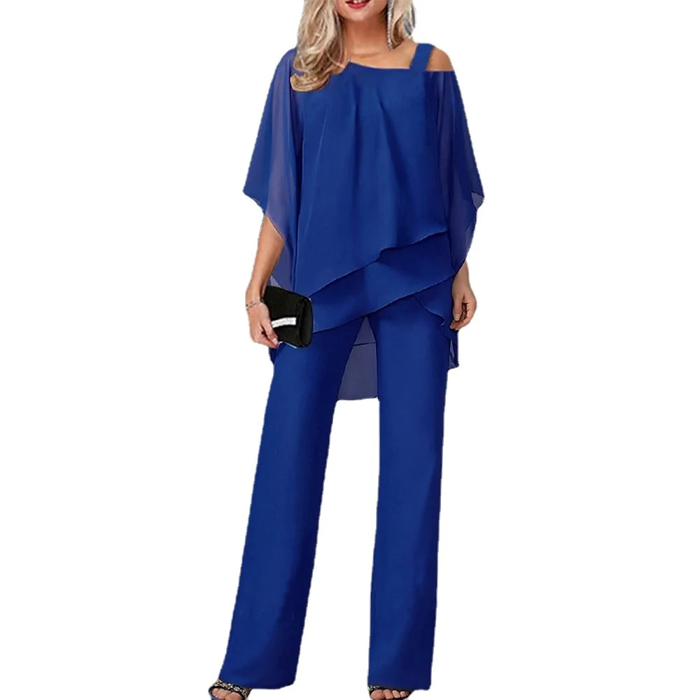 Women's suit New European and American Fashion Solid color Loose casual Bat sleeve Irregular Two-piece set
Women's suit New European and American Fashion Solid color Loose casual Bat sleeve Irregular Two-piece set