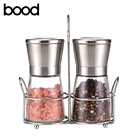 Amazon Hot Sale Manual salt and black pepper mill grinder set with metal stand