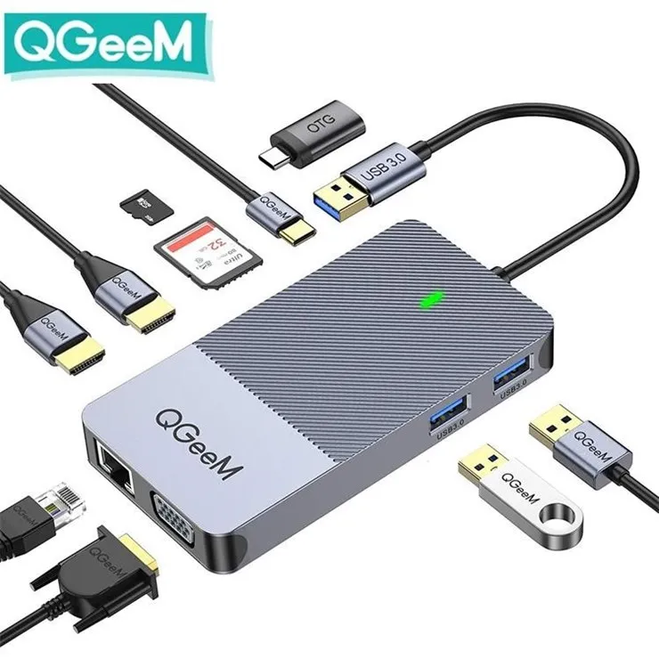 New style 9 in 1 USB 3.0 hub double hdtv DisplayLink usb c dock station adapter for macbook pro, Grey
New style 9 in 1 USB 3.0 hub double hdtv DisplayLink usb c dock station adapter for macbook pro, Grey
