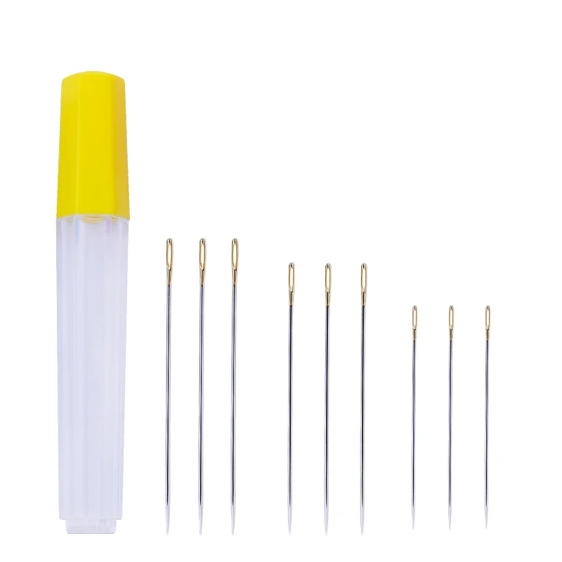 

9pcs/Set 45/54/61mm Hand Sewing Needles Embroidery Needles Gold Tail 1.77/2.12/2.4in Hand Stitching Needle