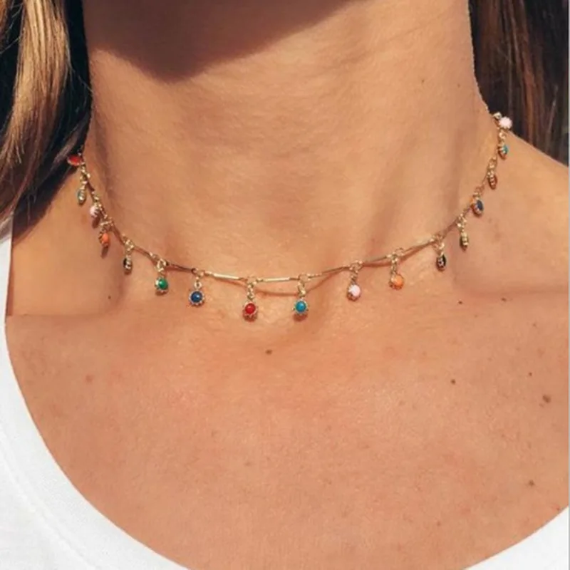 Bohemian Gold Necklace for Women Colorful Stone Chain Chocker Handmade Party Jewelry Wholesale N207263, Picture shows
Bohemian Gold Necklace for Women Colorful Stone Chain Chocker Handmade Party Jewelry Wholesale N207263, Picture shows