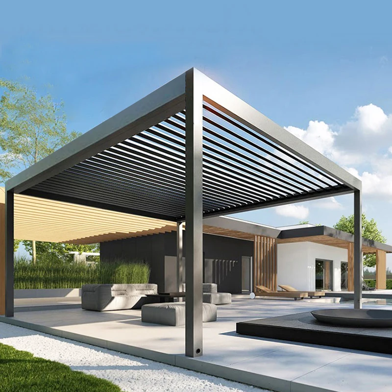 Outdoor garden furniture Modern style Blind design LED lights with remote control smart gazebos, White/black
Outdoor garden furniture Modern style Blind design LED lights with remote control smart gazebos, White/black