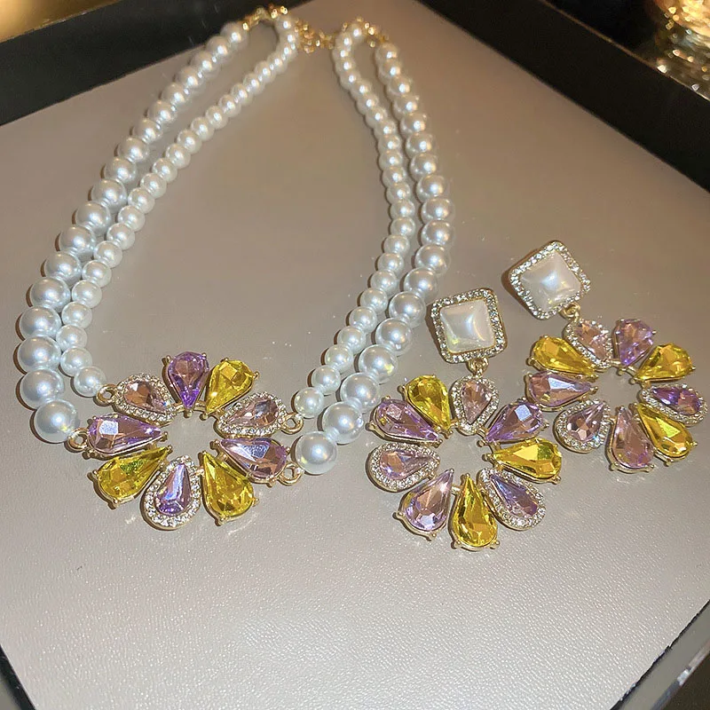 Fashion Silver Needle Earrings Pearl Necklace Set Vintage Gemstone Flower Personality Jewelry Set For Necklace Earrings
Fashion Silver Needle Earrings Pearl Necklace Set Vintage Gemstone Flower Personality Jewelry Set For Necklace Earrings