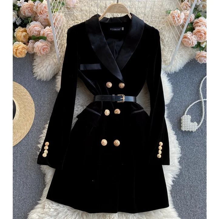 High Quality Fall Winter Black Elegant Women Double Breasted Velvet Long Blazer Office Formal Dress Coats For Ladies
High Quality Fall Winter Black Elegant Women Double Breasted Velvet Long Blazer Office Formal Dress Coats For Ladies