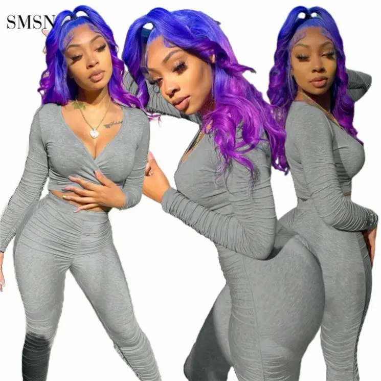 Hot Sale Autumn Casual Solid Color Long Sleeve Deep V Neck Crop Top Bodycon Yoga Sets For Women 2 Piece
Hot Sale Autumn Casual Solid Color Long Sleeve Deep V Neck Crop Top Bodycon Yoga Sets For Women 2 Piece