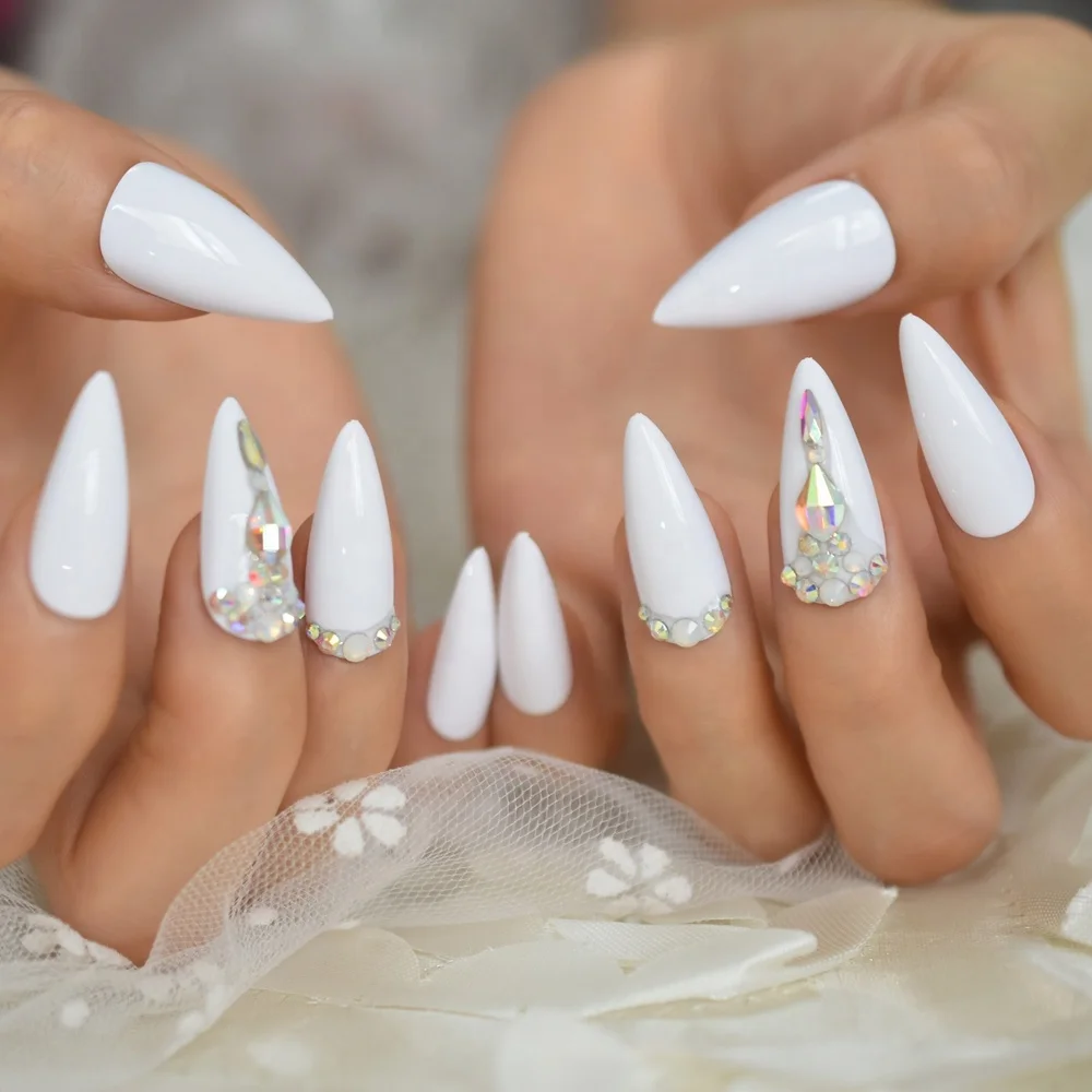 3D Rhinestone False Fingernails Sharp Glossy White Color Artificial Kits Plastic Acrylic Abs Nails Tip L5743
3D Rhinestone False Fingernails Sharp Glossy White Color Artificial Kits Plastic Acrylic Abs Nails Tip L5743