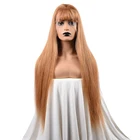 Wholesale Lace Wig Color 27# Long Straight Cuticle Aligned wig with bangs Brazilian Human Hair Lace Front Wig