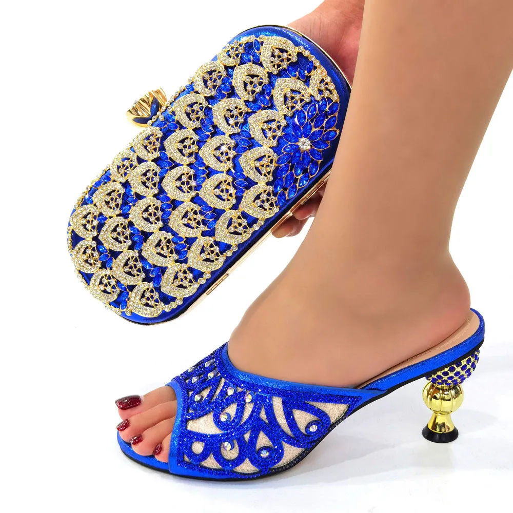 Beautifical Women shoes set and bags 6.5cm stones party style slippers with high heels CR781
Beautifical Women shoes set and bags 6.5cm stones party style slippers with high heels CR781