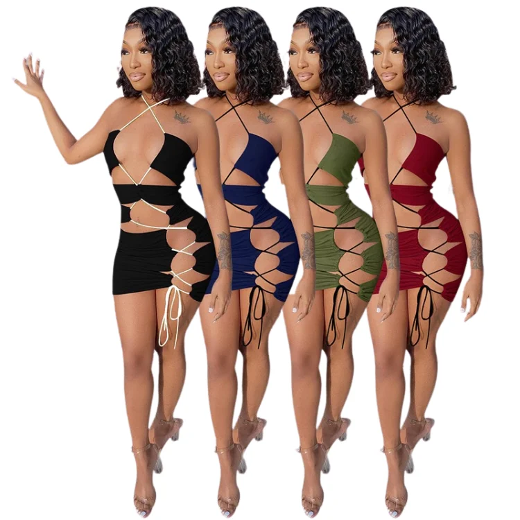 Beach Backless Party Mini Sleeveless Bandage Sexy Drawstring Summer Hollow Out Dress, Picture shows
Beach Backless Party Mini Sleeveless Bandage Sexy Drawstring Summer Hollow Out Dress, Picture shows