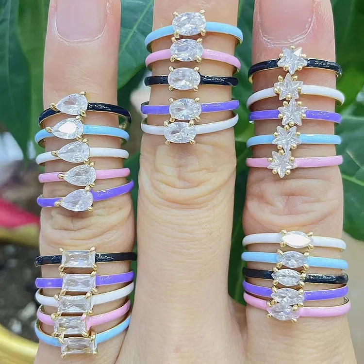 RM1209 Chic Dainty Mini Simple Rainbow Enamel Bling Crystal Gold Plated Oval Eye Diamond CZ Bezel Rings for Women Ladies
RM1209 Chic Dainty Mini Simple Rainbow Enamel Bling Crystal Gold Plated Oval Eye Diamond CZ Bezel Rings for Women Ladies