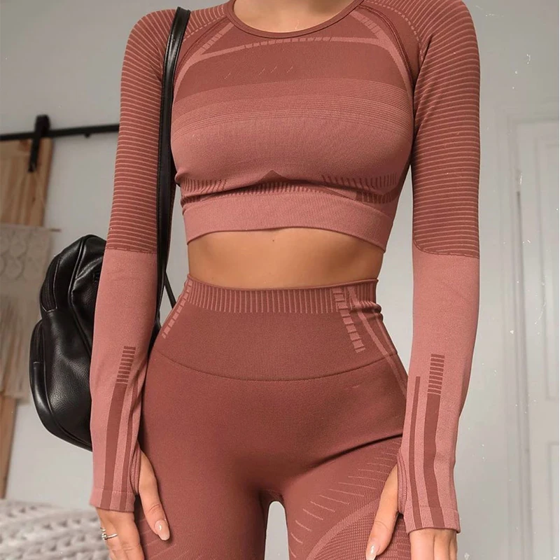 2 Piece Set Seamless Yoga Sets Women Long Sleeve Sports Set Sports High Waist Yoga Pants Wear for Women Gym Clothes
2 Piece Set Seamless Yoga Sets Women Long Sleeve Sports Set Sports High Waist Yoga Pants Wear for Women Gym Clothes