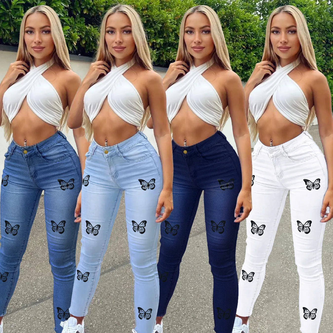 2022 New Products Ladies Trousers Fashion Skinny Light Blue Jeans Butterfly Ripped Distressed Women's Jeans
2022 New Products Ladies Trousers Fashion Skinny Light Blue Jeans Butterfly Ripped Distressed Women's Jeans